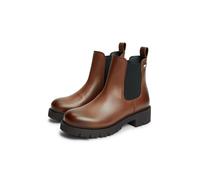 Chelseaboots TOMMY JEANS "TJW CLEATED CHELSEA BOOTS", Damen, Gr. 41, braun, Elastischer Einsatz, Nappaleder, unifarben, used, Schuhe Chelseaboots, Blockabsatz, Schlupfboots mit zweckmäßiger Anziehlasc