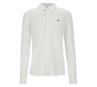 LACOSTE Hemd Herren Slim Fit Langarm Baumwoll-Piqué Weiß, 44