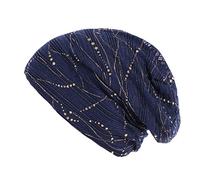 Chemo Mützen Damen Slouchy Beanie Spitzen Sommer Beanie Kopftuch Super Weich Turban Kopfbedeckungen Kop Wraps Beanie Mütze Kappe für Haarausfall, Kreb, Chemo Marine One Size