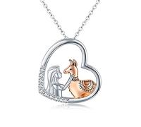 CHENGHONG Alpaka Kette Mädchen 25 Silber Lama Anhänger Tier Halskette Alpakas Geschenk Schmuck für Tochter Damen