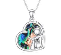 CHENGHONG Kette Hund Damen 925 Silber Hund Abalone Anhänger Halskette Hundepfote Schmuck Hunde Geschenk für Mädchen Hundeliebhaber…