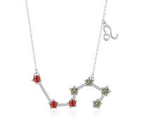 CHENGHONG Sternzeichen Kette Löwe Kette 925 Sterling Silber Sternzeichen Löwe Anhänger Halskette mit Geburtsstein Schmuck Geburtstag Geschenke für Frauen Mädchen