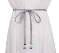 CHENGZI Damen Mode Taillenkette Geflochtener Kleidgürtel für Damen, grau, Belt Width : 1 cm , Belt length : 150 cm