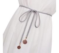 CHENGZI Damen Mode Taillenkette Geflochtener Kleidgürtel für Frauen, A-grau, Belt Width : 1 cm , Belt length : 150 cm