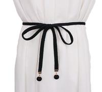 CHENGZI Damen Mode Taillenkette Geflochtener Seilgürtel für Damen, Schwarz , Belt Width : 1 cm , Belt length : 150 cm