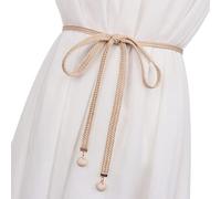 CHENGZI Modische Taillenkette, Seil, geflochtener Kleidergürtel für Damen, beige, Belt Width : 1 cm , Belt length : 150 cm
