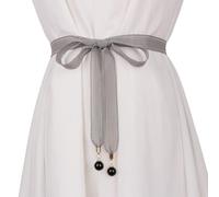 CHENGZI Modischer Damengürtel, Taillenkette, Seil, geflochten, lässig, dünner Gürtel für Damenkleid, B-grau, Belt Width : 1 cm , Belt length : 150 cm