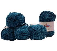 Chenille 5 x 100 Gramm Himalaya Velvet Micro-Polyester Strickwolle , Babywolle samtig 500 Gramm Wolle (petrol 90048)