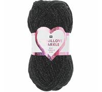 Rico Design Wolle Chenillove Sparkle, Samt, 100 g, Schwarz