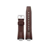 chenming 14mm Edelstahl-Adapter Lederarmband passend for Casio Fit For G-Shock GST-B400 Herren Uhrenarmband Nylonarmband(Dark brown -Silver)