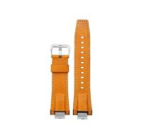 chenming 14mm Edelstahl-Adapter Lederarmband passend for Casio Fit For G-Shock GST-B400 Herren Uhrenarmband Nylonarmband(Yellow -Silver)