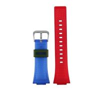 chenming 16 mm Silikonarmband for Herren, passend for Casio Fit For G-Shock GA-110 GM-110GB GA-100 GA-120, Uhrenarmband aus Kunstharz, Silikonkautschuk, Zubehör(Blue red silver)