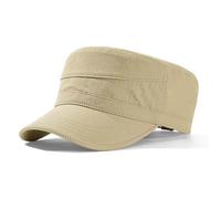 CHENNUO Army Cap Herren Dünne Sommer Hut Military mütze Schnell Trocknende Flat Top Schirmmütze Baseballkappe (DE/NL/SE/PL, Numerisch, 56, 60, Beige)