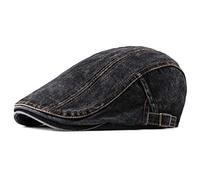 CHENNUO Schiebermütze Flatcap Herren Damen Newsboy Barett Denim Schirmmütze Golfermütze (Schwarz)