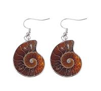 chenpaif Ohrringe, natürliche Schnecke Ammonit Spiral Whorl Conch Shell Fossils Anhänger baumeln Ohrringe