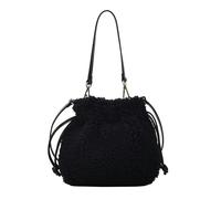 CHENZKBD Crossbody Bag Damen Winter-umhängetaschen Plüschtasche Weibliche Handtasche Geldbörse Diagonal Kordelzug Segen Tasche Plüschtasche-schwarz