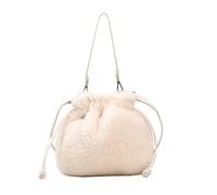 CHENZKBD Crossbody Bag Damen Winter-umhängetaschen Plüschtasche Weibliche Handtasche Geldbörse Diagonal Kordelzug Segen Tasche Plüschtasche-weiß