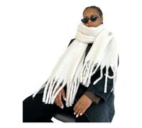 CHENZKBD Damen Schal Frauenschal Winter Langer Flauschiger Übergroße Dicke Warme Decke Schal-weiß-40 * 210 cm