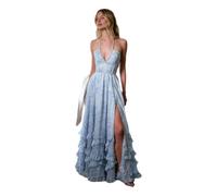 CHENZKBD Damenkleid Frauen Elegantes Kleid Von Mit Gedrucktem Schlankem Fit Und Langer Schwung Für Urlaub Hosenträgern Spitze Rock-dunkelblau-m