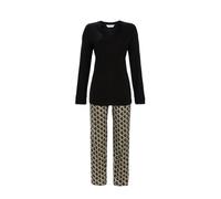 Chérie Line Pyjama mit schwarzem Oberteil und gemusterter Hose Farbe schwarz, Größe 42