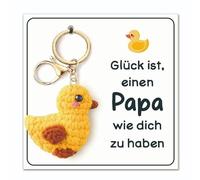 CheriGift Geschenke für Papa, Handgefertigter Gehäkelter Ente Glücksbringer Schlüsselanhänger, Bester Papa Geschenk zum Geburtstag Vatertag Weihnachten, Vater Patenonkel Geschenk