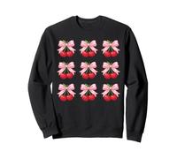 Cherry Bow Grid Rote ästhetische Kirschen Trendiges Sommerobst Sweatshirt