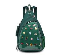 CHERRY SAUCE Oxford Ita Bag Kawaii Pin-Display Brusttasche Einzelne Schultertasche Sport Rucksack Wandern Tagesrucksack, Dunkelgrün, Large