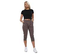 CherryBerry Damen-Caprihose, elastisch, Baumwolle, Stretch, 3/4-Hose, Größe 38-50, khaki, 48