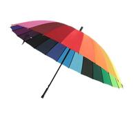 Chesoon Regenbogen Schirm 39 Zoll Langer Griff Gerader Stockschirm Großer Sonnenschirm mit 24 Rippen Fiberglas Schaft