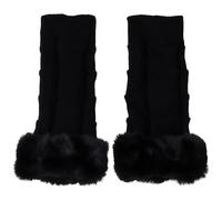 Chewtoyo Schwarze fingerlose Handschuhe, 2 Stück Armstulpen, 21 cm, flauschige Strickhandschuhe mit Daumenloch, Winterwärmer