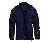 CHEXPEL Dicke Winterjacken für Herren, Baumwoll-Parka-Jacke, Outdoor-Windbreaker, Feldjacke, Kapuzenmantel, Utility-Jacken, Marineblau, Größe XL, Blau