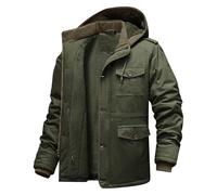 CHEXPEL Herren Winterjacken mit Abnehmbarer Kapuze Fleece Gefüttert Baumwolle Militär Arbeitsjacken Oberbekleidung Mäntel mit Taschen, Grün (Army Green), X-Large