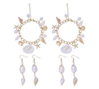 CHGCRAFT 2 Stück Muschel Seestern Schmuck Becelets und Ohrringe Seestern Perlen Becelets Meerjungfrau Schmuck Muschel Ohrringe für Sommer Strand Meer Urlaub Meerjungfrau Zubehör Golden