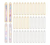 CHGCRAFT 40 Stück 2 Farben Rechteckige Offene Lünetten Charm Anhänger Aus Edelstahl Lünetten Leerschalen Geometrische Hohlrahmen Charms Für DIY UV Harz Epoxidharz Gepresster Blumenschmuck Platingold