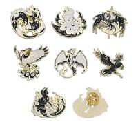 CHGCRAFT 7Pcs 7Styles Tier Legierung Emaille Pins einschließlich Drachenkatze Vogel Fuchs für Rucksack Kleidung Dekorationen Party Jubiläum Zubehör Geschenke, schwarz