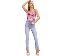 Chi Chi London Damen Abstraktes Oberteil im Korsett-Stil mit Blumenmuster in Pink Trägershirt/Cami Shirt, Rose, 40