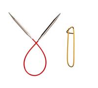chiaogoo 22,9 cm (23 cm) rot (Edelstahl) Rundstricknadeln Paket mit 1 artsiga Crafts Stitch Halterung Size-US-4-(3.5mm)