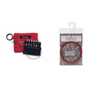 Chiaogoo - Chiaogoo Twist (5 + 8 cm, 2,00-3,25 mm) Kurz austauschbare Kreisnadel -Tipps Combo Pack - 1 Stück & Twist Small Lace Wechselkabel, 94 cm, Rot