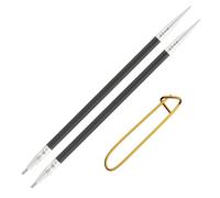 ChiaoGoo Forte US 7 (4,5 mm) Spitze austauschbare Stricknadelspitzen, luxuriöse Präzisionsspitzen aus Kohlefaser und Edelstahl, kompatibel mit Twist- und SWIV360-Kabeln, mit Maschenhalter, 13 cm