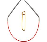 ChiaoGoo Knit Red Rundstricknadeln, 81 cm, US-Größe 7 (4,5 mm), Edelstahl, 6032-7, mit Maschenhalter