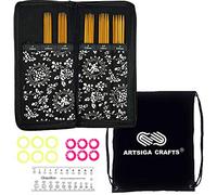 ChiaoGoo Spin Bamboo Socken-Stricknadel-Set, 15,2 cm, 3600 DPN, Doppelspitze, Größen US 1, 1,5, 2, 2,5, 3, mit 10 bunten Maschenmarkierern, Nadelstärke, Stoffetui mit Projekttasche