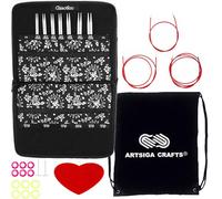 ChiaoGoo Stricknadeln, bar, rote Spitze, klein, 10,2 cm, mit 1 Artsiga Crafts Project Tasche, 7400-S