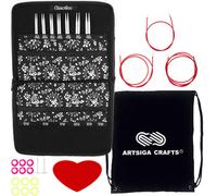 ChiaoGoo Twist Red Lace 4-Zoll klein 7400-S austauschbares Rundstricknadel-Set, Gr en US 2 3 4 5 6 7 8, Edelstahl mit 4 Kordeln, mit Projekttasche