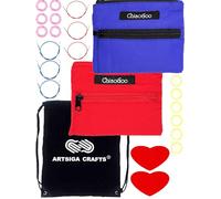 ChiaoGoo Twist Red Lace Shorties 7230 Stricknadel-Set, austauschbare Stricknadel-Set, 22 Paar, Größen US 0, 1, 1,5, 2, 2,5, 3, 4, 5, 6, 7, 8, 6 Kordeln, Bündel mit 1 Artsiga Craft-Projekttasche