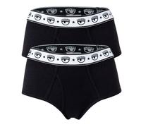 CHIARA FERRAGNI Damen Brief 2er Pack - Slips, Cotton Stretch, Logobund, uni L Schwarz