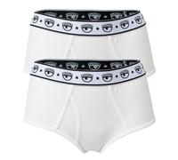CHIARA FERRAGNI Damen Brief 2er Pack - Slips, Cotton Stretch, Logobund, uni Weiß M