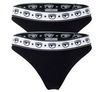 CHIARA FERRAGNI Damen Slip 2er Pack - Brief, Cotton Stretch, Logobund, uni Schwarz S