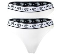 CHIARA FERRAGNI Damen Slip 2er Pack - Brief, Cotton Stretch, Logobund, uni Weiß XL
