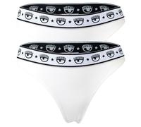 CHIARA FERRAGNI Damen Slip 2er Pack - Brief, Cotton Stretch, Logobund, uni Weiß XS