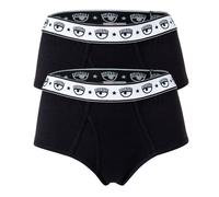 CHIARA FERRAGNI Damen Brief 2er Pack - Slips, Cotton Stretch, Logobund, uni Schwarz L